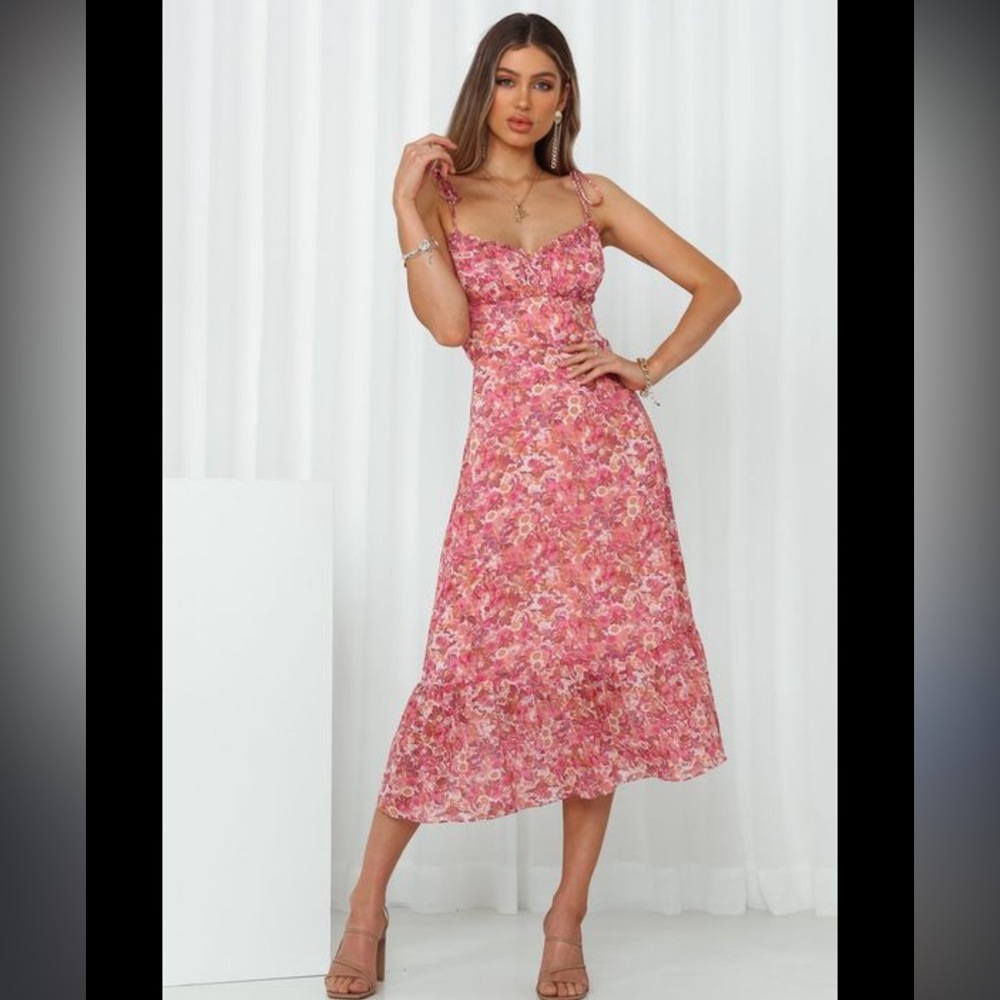 Hello Molly Pink Floral Midi Dress